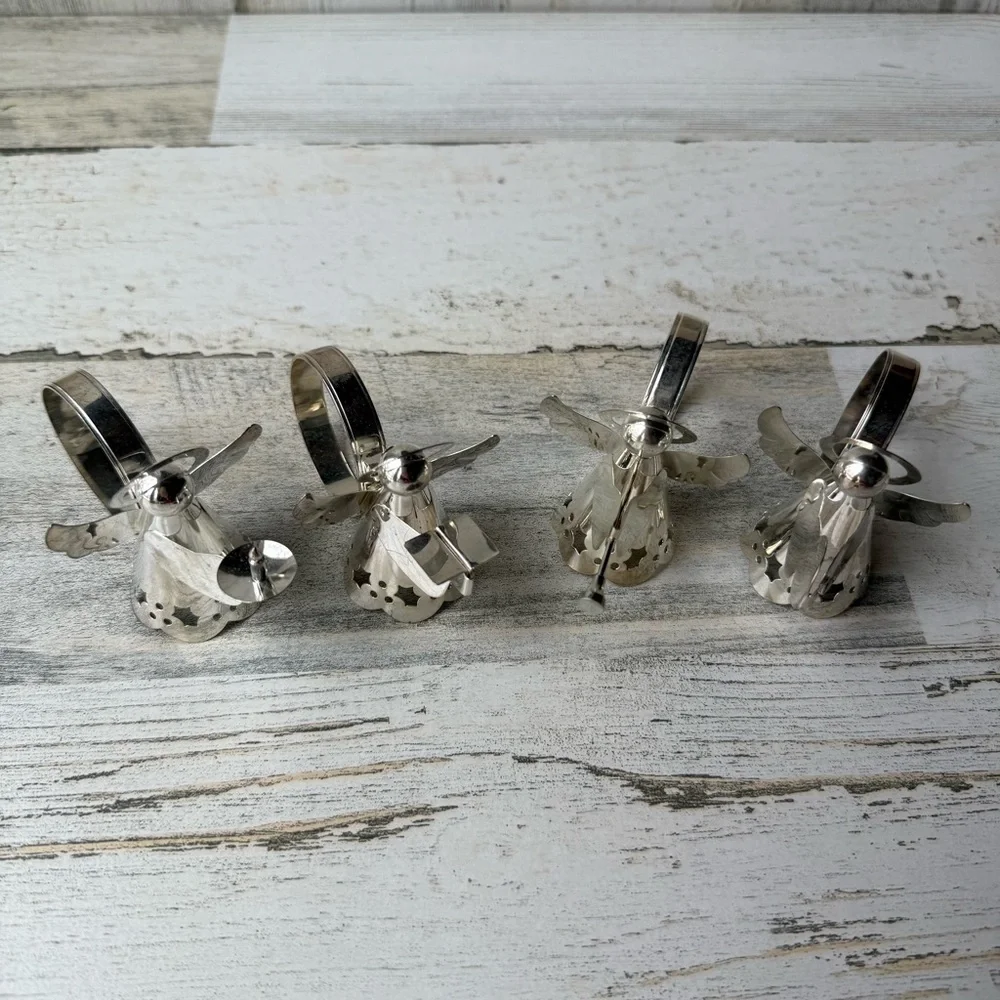 Vintage Silverplate Napkin Rings Angels Playing Instruments Holiday Table Decor